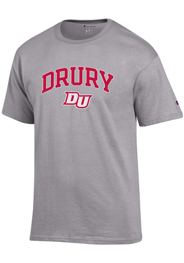 Champion Drury Panthers Grey Arch Mascot Short Sleeve T Shirt