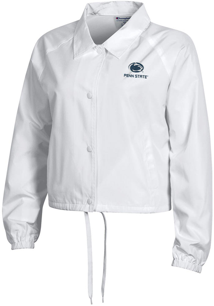 Champion Penn State Nittany Lions Womens White Crop Coaches Light Weight Jacket