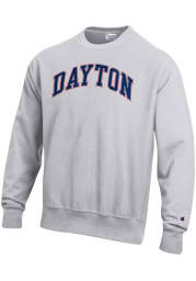 Champion Dayton Flyers Mens Grey Reverse Weave Long Sleeve Crew Sweatshirt
