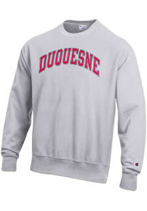 Champion Duquesne Dukes Mens Grey Reverse Weave Long Sleeve Crew Sweatshirt