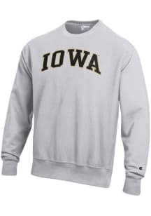 Mens Iowa Hawkeyes Grey Champion Reverse Weave Crew Sweatshirt