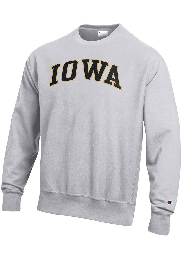 Champion Iowa Hawkeyes Mens Grey Reverse Weave Long Sleeve Crew Sweatshirt