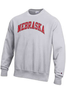 Mens Nebraska Cornhuskers Grey Champion Reverse Weave Crew Sweatshirt