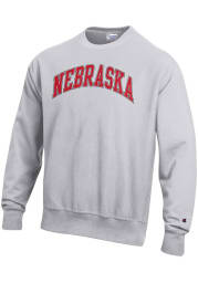 Champion Nebraska Cornhuskers Mens Grey Reverse Weave Long Sleeve Crew Sweatshirt
