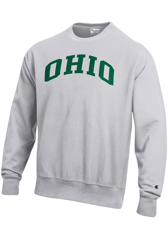 Champion Ohio Bobcats Mens Grey Reverse Weave Long Sleeve Crew Sweatshirt
