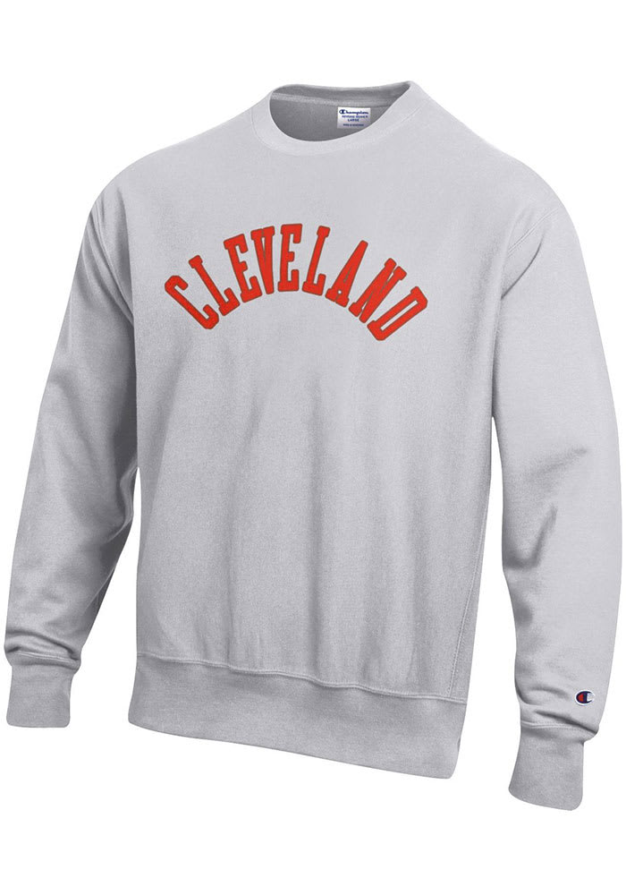 Cleveland Mens Grey Wordmark Long Sleeve Crew Sweatshirt