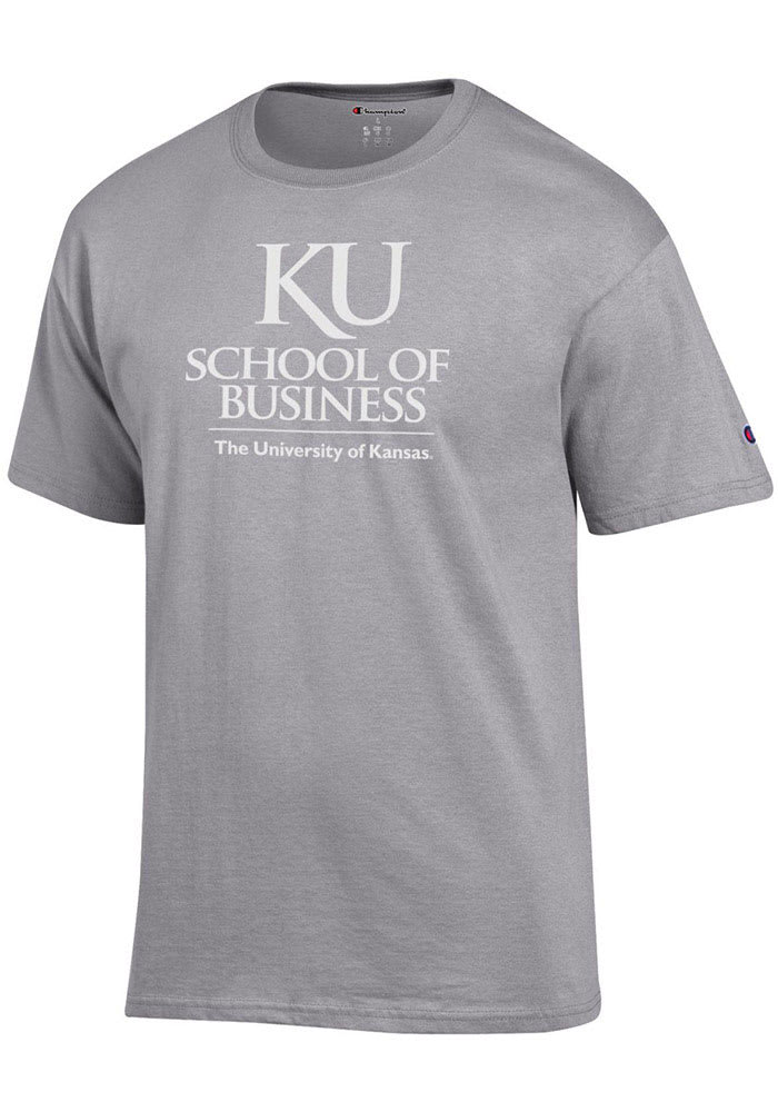Champion Kansas Jayhawks Grey School of Business Short Sleeve T Shirt