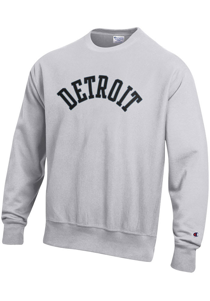 Detroit Mens Grey Wordmark Long Sleeve Crew Sweatshirt