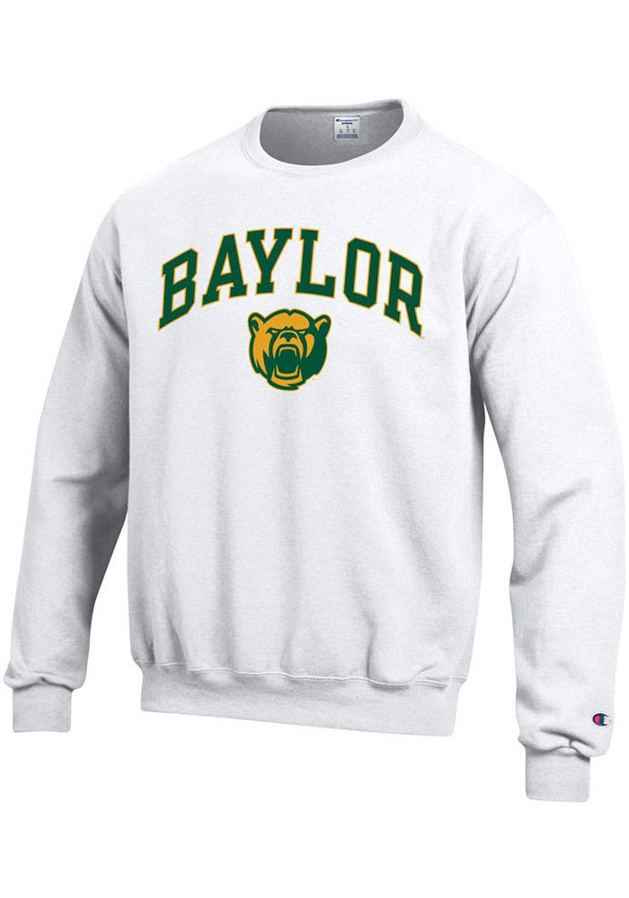 Champion Baylor Bears Mens White Arch Mascot Long Sleeve Crew Sweatshirt