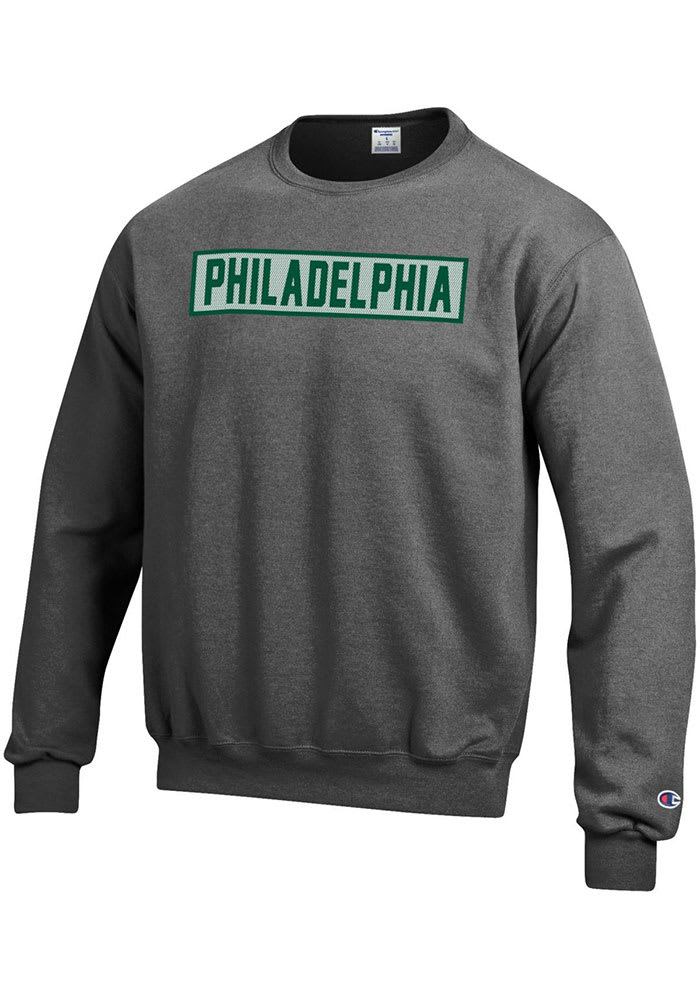 Philadelphia Mens Grey Wordmark Long Sleeve Crew Sweatshirt