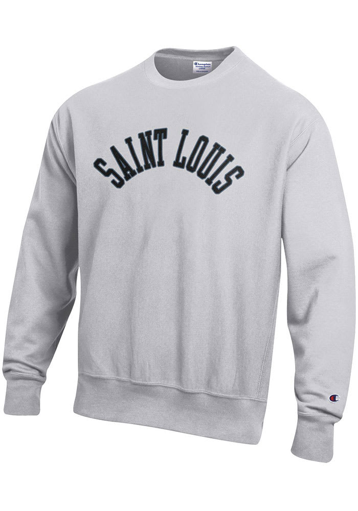 St Louis Mens Grey Wordmark Long Sleeve Crew Sweatshirt