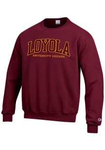 Champion Loyola Ramblers Mens Maroon Arch Long Sleeve Crew Sweatshirt