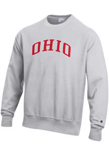 Ohio Mens Grey Wordmark Long Sleeve Crew Sweatshirt
