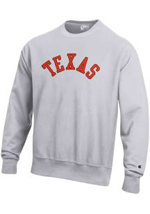 Texas Mens Grey Wordmark Long Sleeve Crew Sweatshirt
