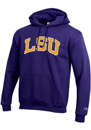 Champion LSU Tigers Mens Purple Name Arch Long Sleeve Hoodie