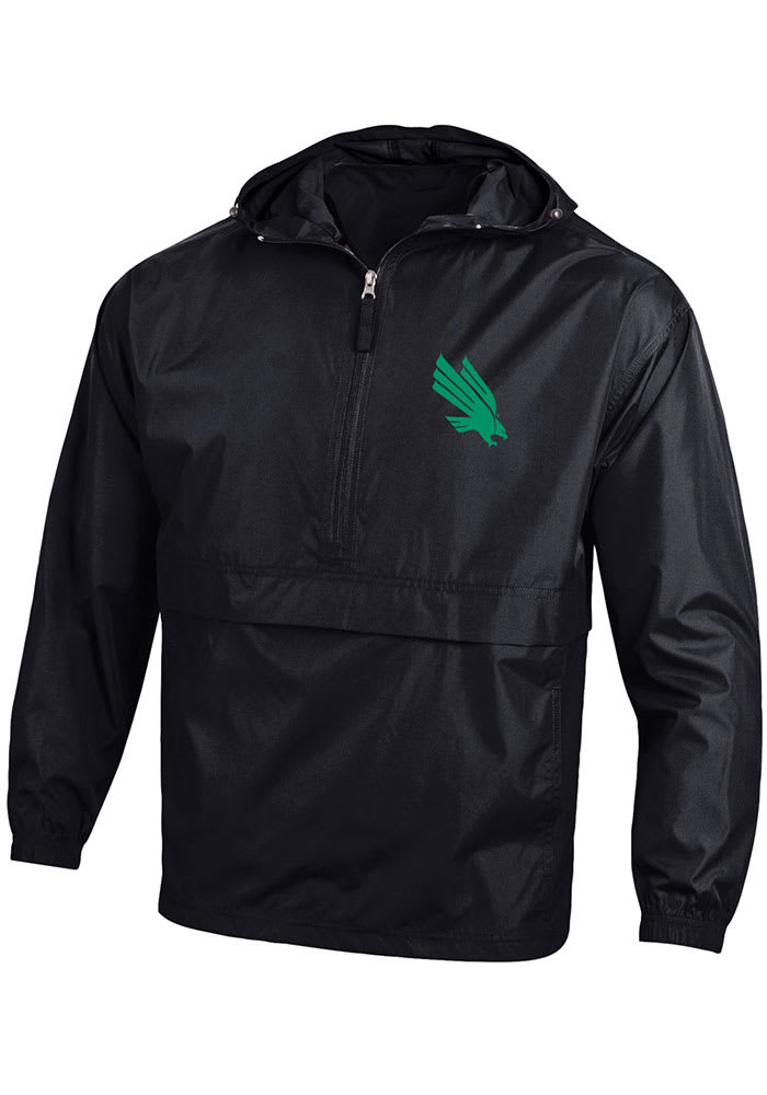 Champion North Texas Mean Green Mens Black Primary Logo Packable Light Weight Jacket