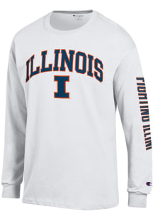 Champion Illinois Fighting Illini White Sleeve Long Sleeve T Shirt