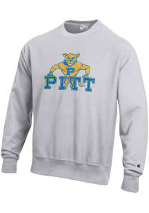 Champion Pitt Panthers Mens Grey Vault Reverse Weave Long Sleeve Crew Sweatshirt