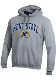 Champion Kent State Golden Flashes Mens Grey Powerblend Arch Mascot Long Sleeve Hoodie