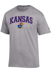 Champion Kansas Jayhawks Grey Arch Mascot Short Sleeve T Shirt