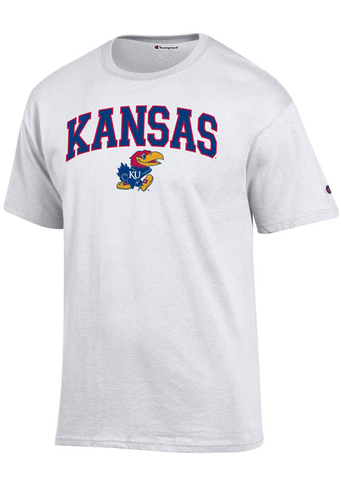 Champion Kansas Jayhawks White Arch Mascot Short Sleeve T Shirt