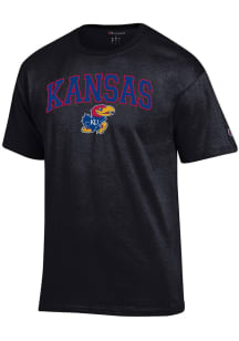 Champion Kansas Jayhawks Black Arch Mascot Short Sleeve T Shirt