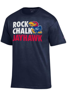 Champion Kansas Jayhawks Navy Blue Stacked Slogan Short Sleeve T Shirt