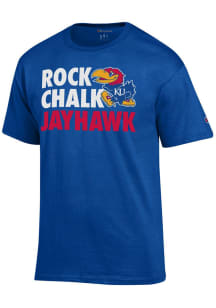 Champion Kansas Jayhawks Blue Stacked Slogan Short Sleeve T Shirt