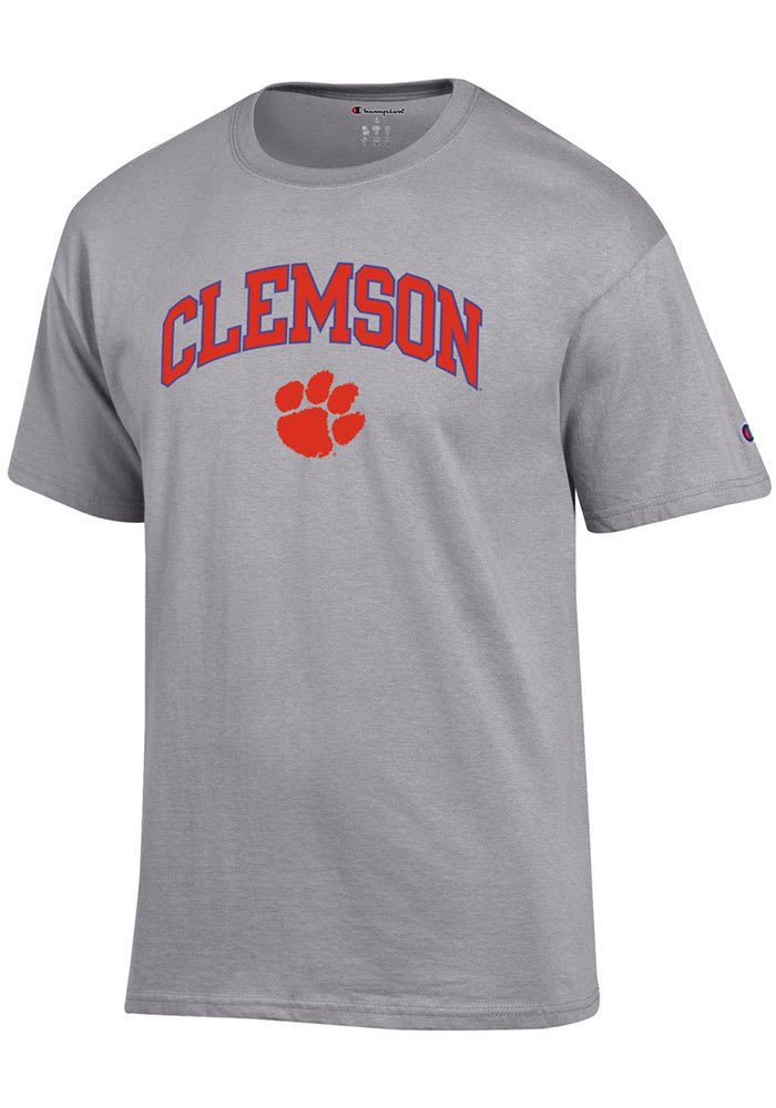 Champion Clemson Tigers Grey Arch Mascot Short Sleeve T Shirt