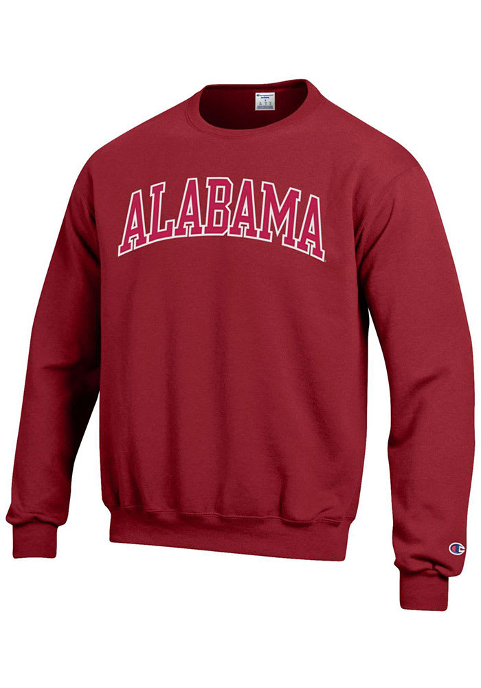 Champion Alabama Crimson Tide Mens Crimson Arch Tackle Long Sleeve Crew Sweatshirt