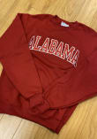 Champion Alabama Crimson Tide Mens Crimson Arch Tackle Long Sleeve Crew Sweatshirt