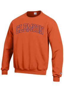 Champion Clemson Tigers Mens Orange Arch Tackle Long Sleeve Crew Sweatshirt