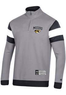Champion Missouri Tigers Mens Grey Super Fan Long Sleeve 1/4 Zip Pullover