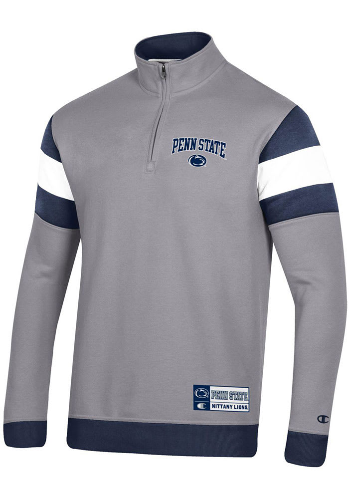 Champion Penn State Nittany Lions Mens Grey Super Fan Long Sleeve 1/4 Zip Pullover
