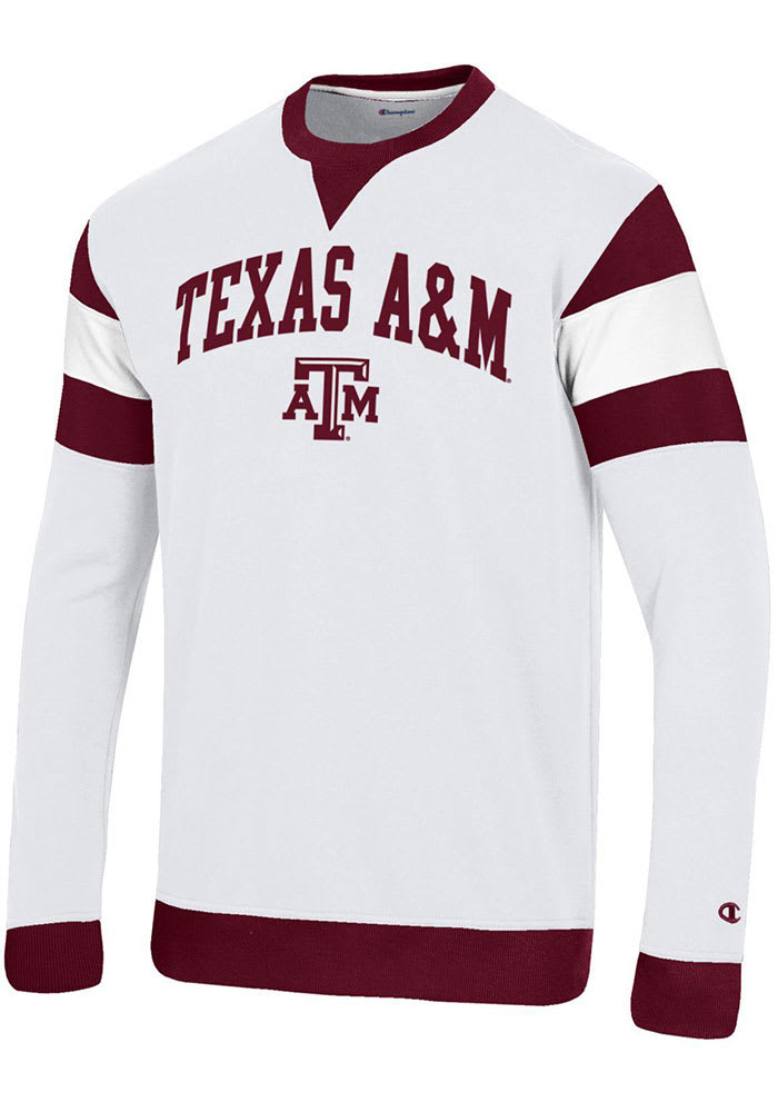 Champion Texas A&M Aggies Mens White Super Fan Long Sleeve Crew Sweatshirt
