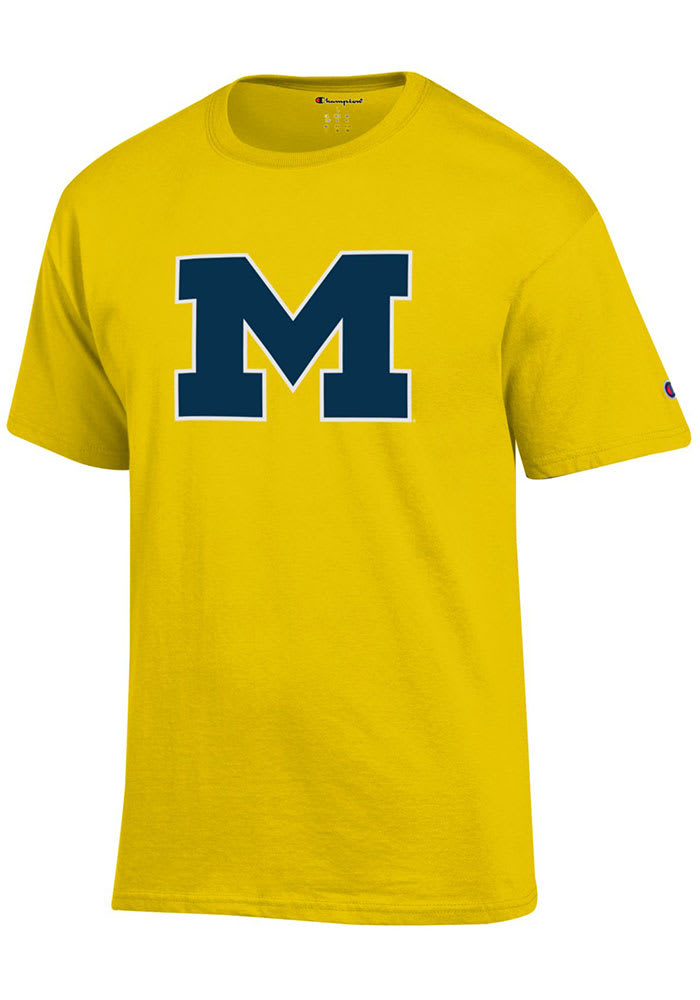 Champion Michigan Wolverines Yellow Big Logo Jersey Short Sleeve T Shirt
