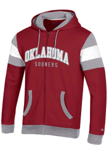 Champion Oklahoma Sooners Mens Crimson Super Fan Long Sleeve Full Zip Jacket