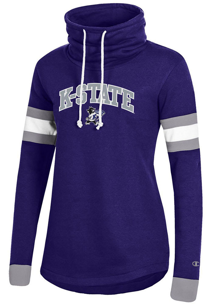 Champion K-State Wildcats Womens Purple Super Fan Cowl Crew Sweatshirt