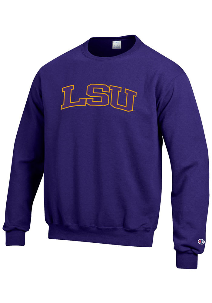 Champion LSU Tigers Mens Purple Arch Long Sleeve Crew Sweatshirt