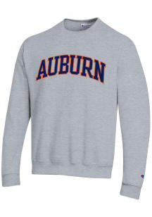Champion Auburn Tigers Mens Grey Powerblend Tackle Twill Long Sleeve Crew Sweatshirt