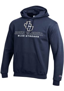 Champion John Carroll Blue Streaks Mens Navy Blue Arch Mascot Long Sleeve Hoodie