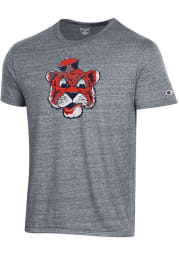 Champion Auburn Tigers Grey Ultimate Triblend Distressed Mascot Short Sleeve Fashion T Shirt