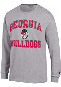 Champion Georgia Bulldogs Grey Number One Design Long Sleeve T Shirt