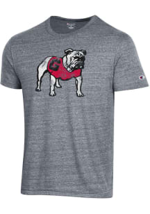 Champion Georgia Bulldogs Grey Ultimate Triblend Distressed Mascot Short Sleeve Fashion T Shirt