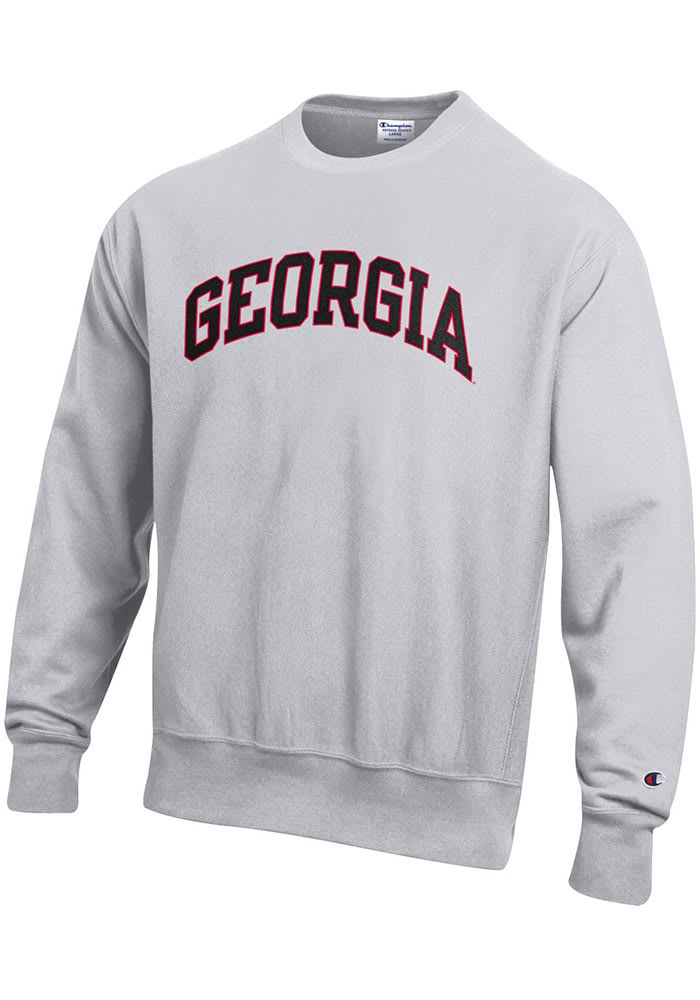 Champion Georgia Bulldogs Mens Grey Reverse Weave Arch Name Long Sleeve Crew Sweatshirt