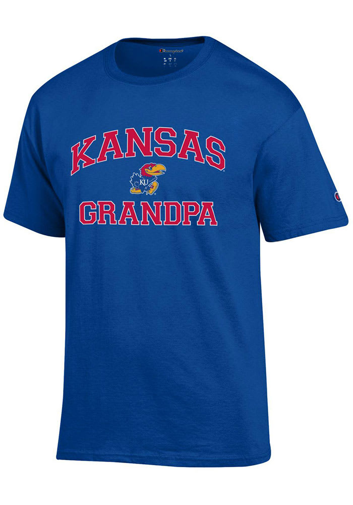 Champion Kansas Jayhawks Blue Grandpa Graphic Short Sleeve T Shirt