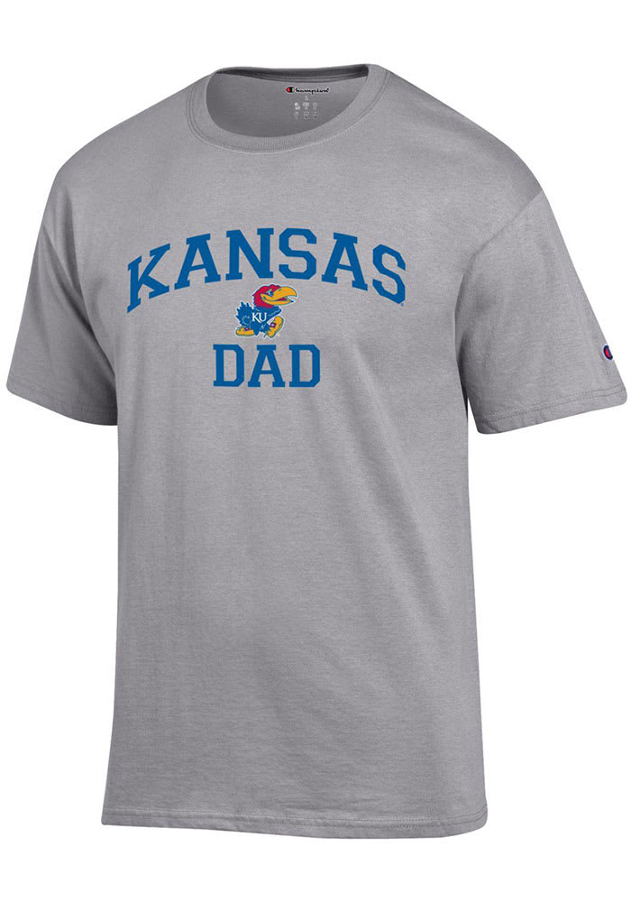 Champion Kansas Jayhawks Grey Dad Graphic Short Sleeve T Shirt