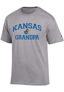 Champion Kansas Jayhawks Grey Grandpa Graphic Short Sleeve T Shirt