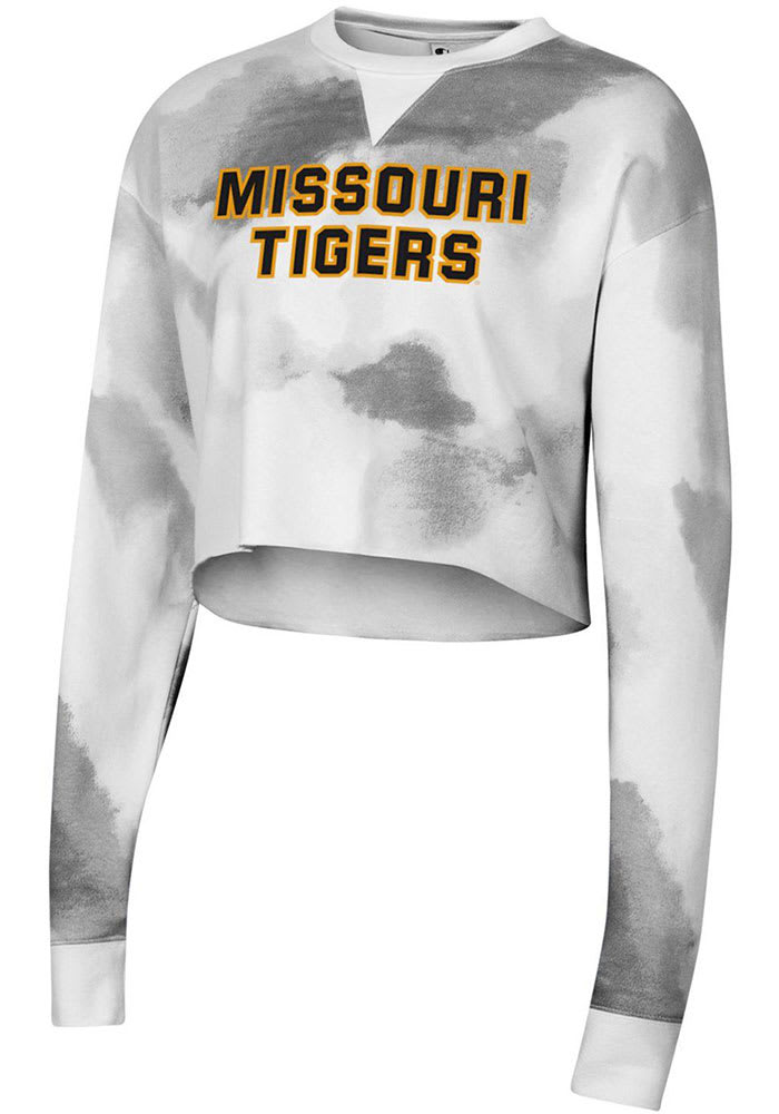 Champion Missouri Tigers Womens Black Watercolor Cloud Cropped Crew Sweatshirt