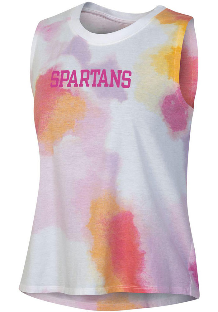 Champion Michigan State Spartans Womens Pink Watercolor Cloud Tank Top